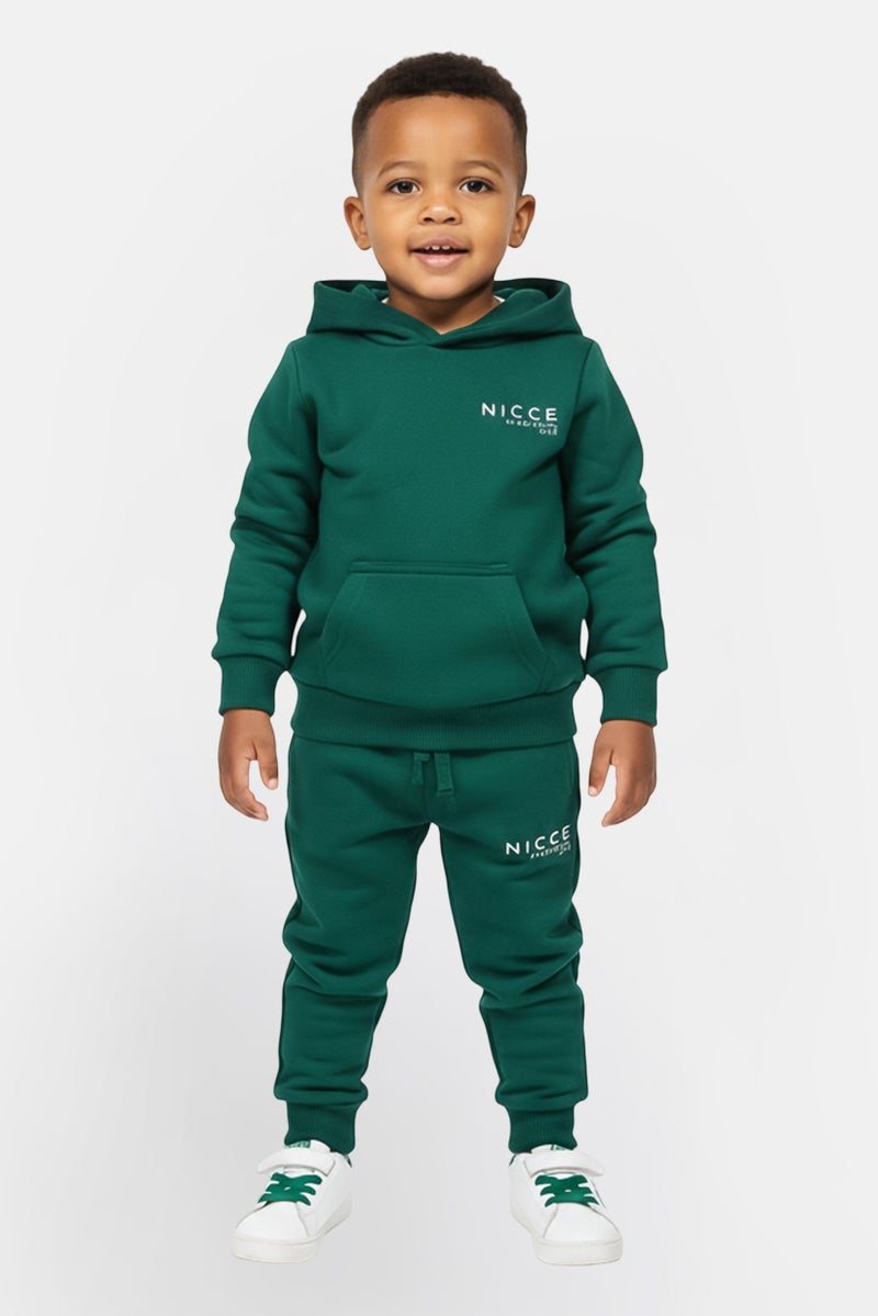 Nicce Toddlers Boy 2 Pieces Brand Logo Hoodie And Sweatpants Set, Dark Green - Image 1